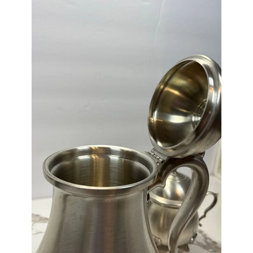 Boardman Pewter Tea Coffee‎ Set 3pc Rams Head Feet Teapot Sugar Creamer